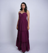 Wine Tiered Maxi Dress