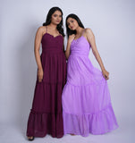 Wine Tiered Maxi Dress