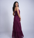 Wine Tiered Maxi Dress