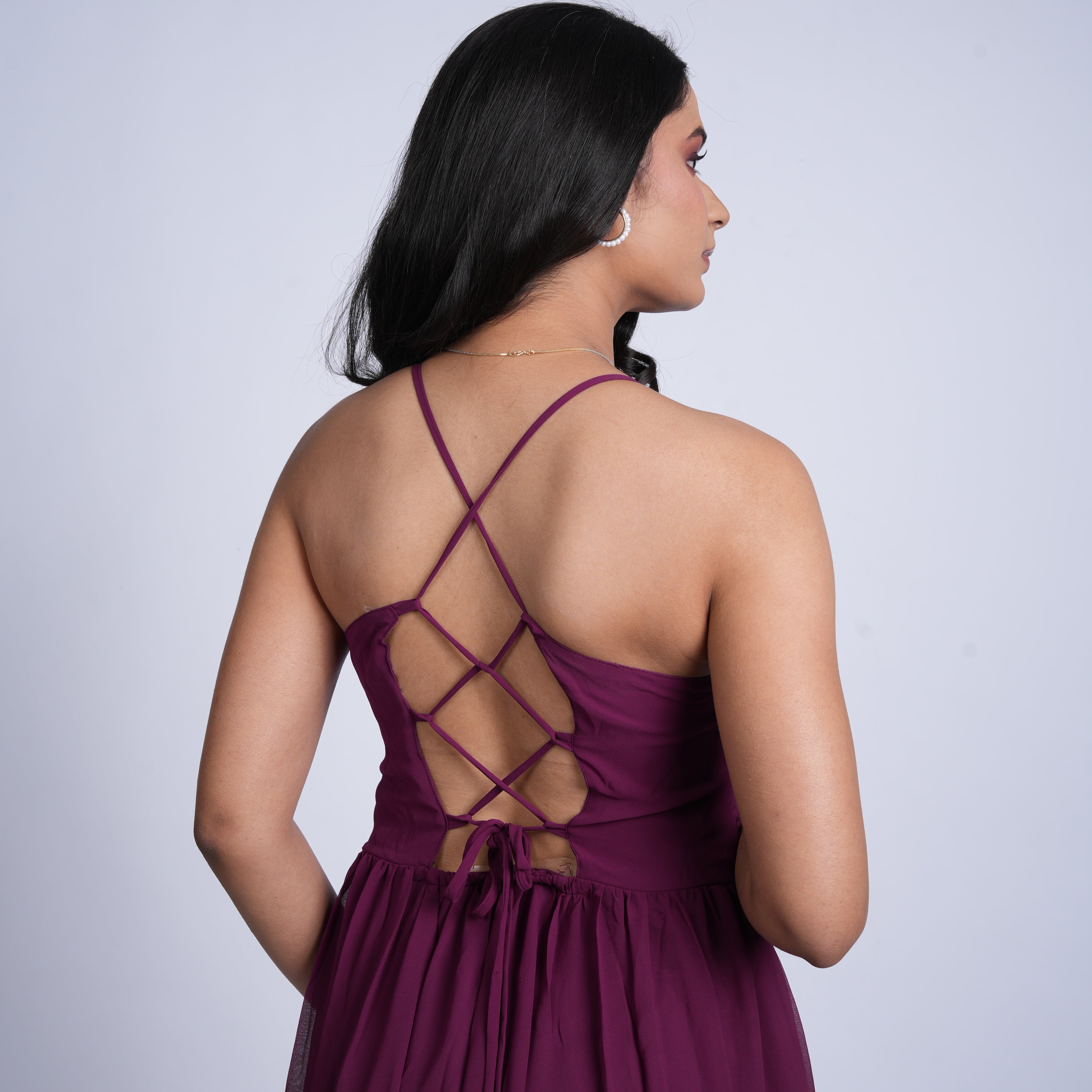 Wine Tiered Maxi Dress